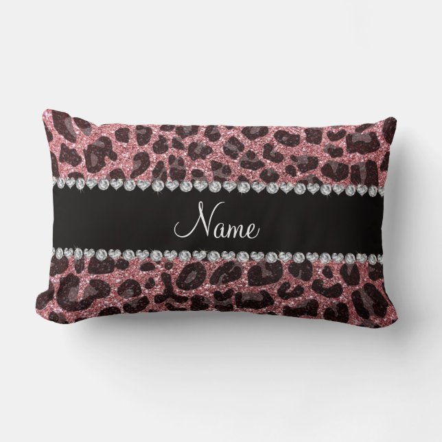 Individuelle Name hellrosa Glitzer Leopard Lendenkissen (Vorderseite)