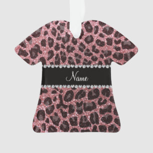 Individuelle Name hellrosa Glitzer Leopard Ornament