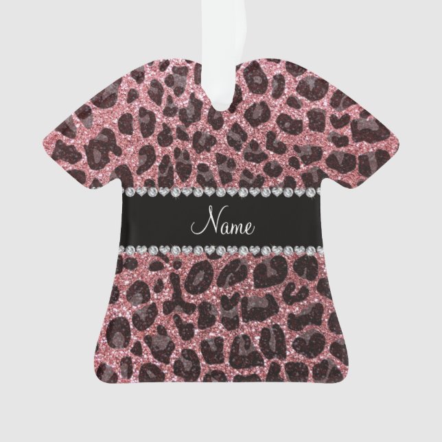 Individuelle Name hellrosa Glitzer Leopard Ornament (Vorderseite)