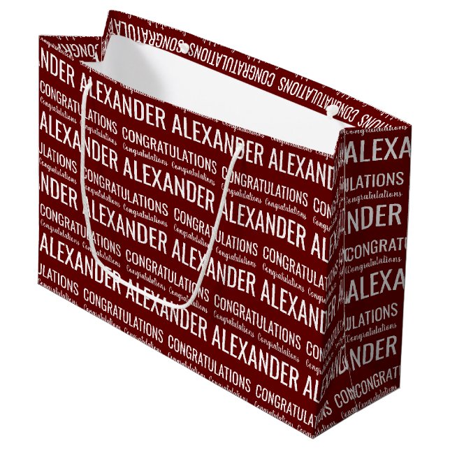 Individuelle Name Herzlichen Glückwunsch Große Ges Geschenktüte (Vorderseite Schrägansicht)