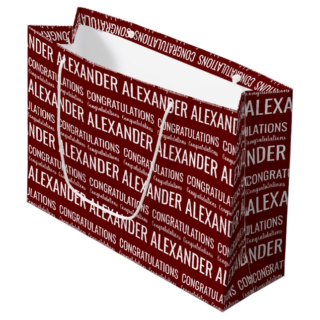 Individuelle Name Herzlichen Glückwunsch Große Ges Große Geschenktüte (Vorderseite Schrägansicht)