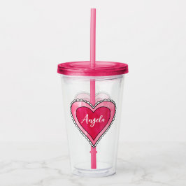 Individuelle Name HerzValentinstag Acryltrinkbecher