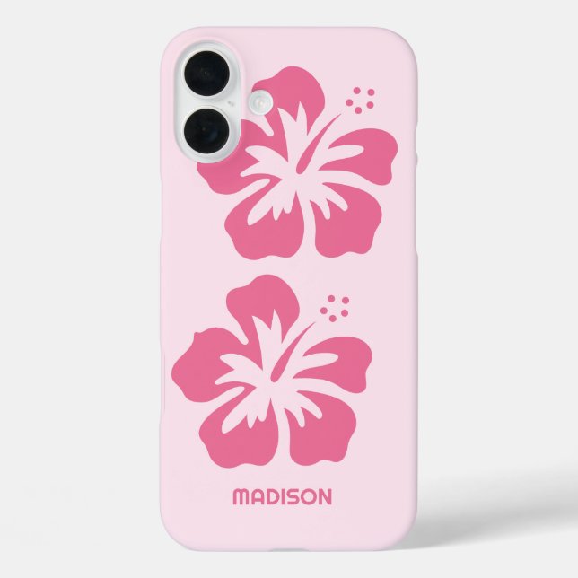 Individuelle Name Hibiskus iPhone 16 Plus Hülle (Rückseite)