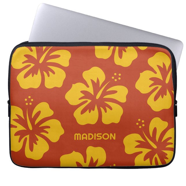 Individuelle Name Hibiskus Laptopschutzhülle (Vorderseite)