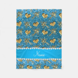 Individuelle Name Himmel Blau Glitzer Gold Rose He Fleecedecke