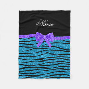 Individuelle Name Himmel blauer Glitzer Zebrastrei Fleecedecke