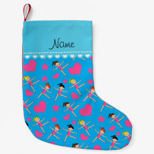 Individuelle Name Himmelblau Girl Gymnasten Herzst Kleiner Weihnachtsstrumpf
