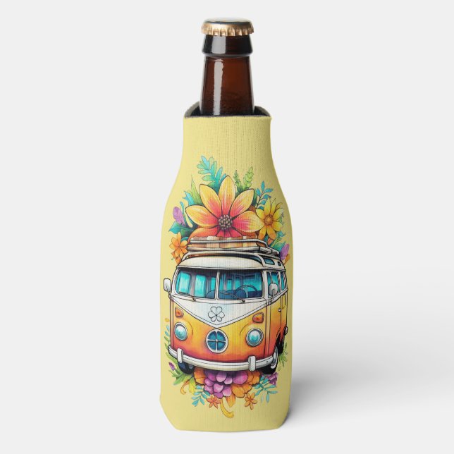 Individuelle Name Hippie Van Flaschenkühler (Flaschenvorderseite)