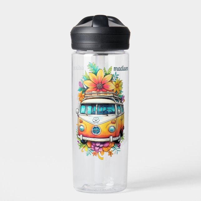 Individuelle Name Hippie Van Trinkflasche (Vorderseite)