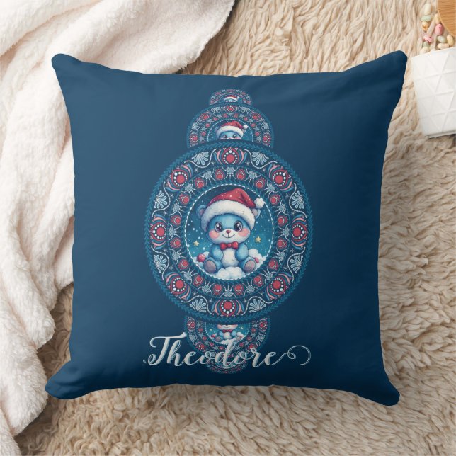 Individuelle Name Holiday Kawaii Bear Ornamental M Kissen (Decke)