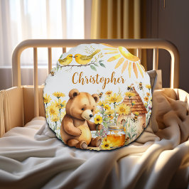 Individuelle Name Honey Bees Teddy Bear Rundes Kissen