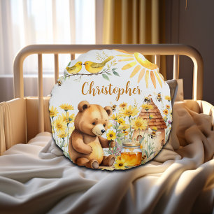 Individuelle Name Honey Bees Teddy Bear Rundes Kissen