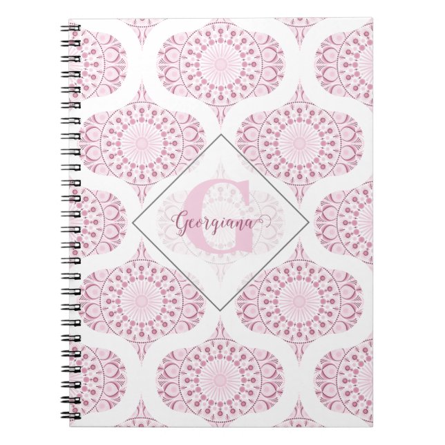 Individuelle Name Hübsch Pink 70er Confetti Lace M Notizblock (Vorderseite)