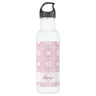 Individuelle Name Hübsch Pink Confetti Lace Mandal Edelstahlflasche