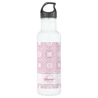 Individuelle Name Hübsch Pink Confetti Lace Mandal Edelstahlflasche