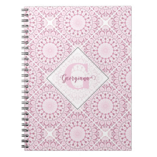 Individuelle Name Hübsch Pink Confetti Lace Mandal Notizblock