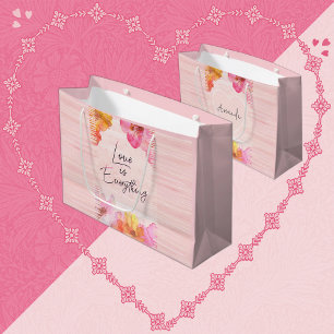 Individuelle Name Hübsch Rosa Blumenfarbe Große Geschenktüte
