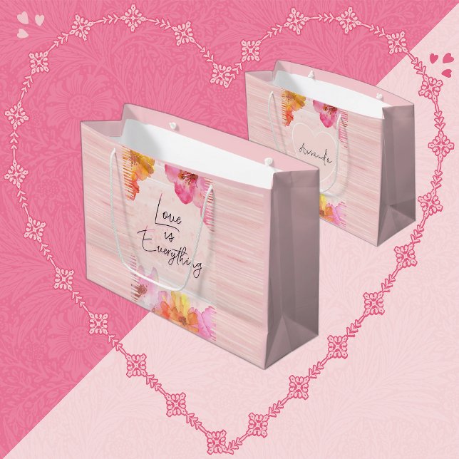 Individuelle Name Hübsch Rosa Blumenfarbe Große Geschenktüte (Von Creator hochgeladen)