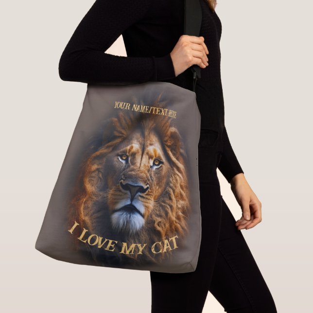 Individuelle Name "I Liebe My Cat" der Frau Tragetaschen Mit Langen Trägern (Von Nahem)