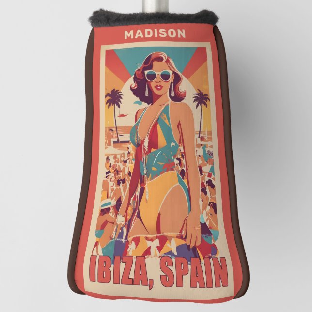Individuelle Name Ibiza, Spanien Reiseplakat Golf Headcover (Rotieren 90)