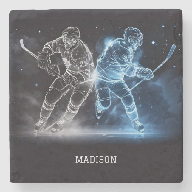 Individuelle Name Ice Hockey Steinuntersetzer (Vorderseite)