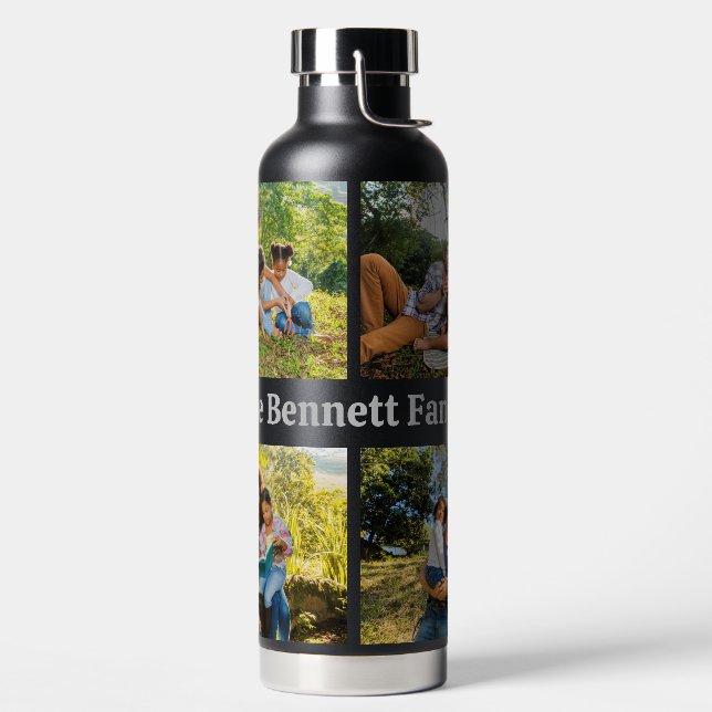 Individuelle Name & IHRE 4 Fotos Wasserflasche Trinkflasche (links)