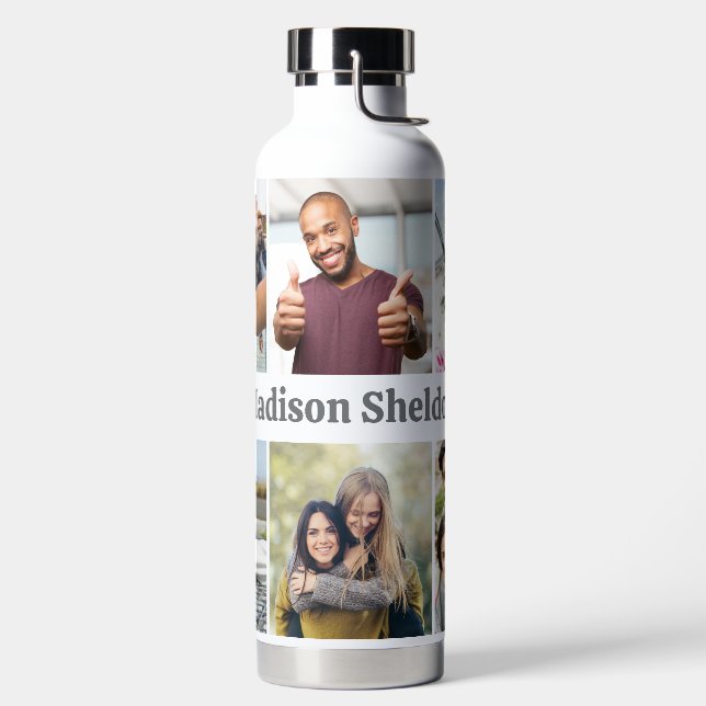 Individuelle Name & IHRE 6 Fotos Trinkflasche (links)