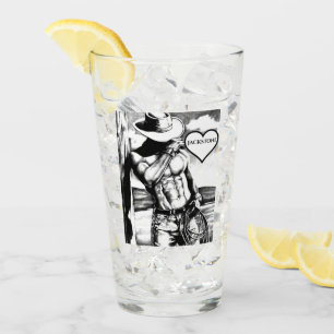 Individuelle Name im Herzen mit 6-Pack Cowboy Art Glas