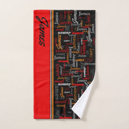 Individuelle Name in allen grafischen Texten, rot- Handtuch