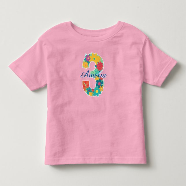 Individuelle Name in Blumennummer 3-Kleinkind T -  Kleinkind T-shirt (Vorderseite)