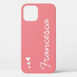 Individuelle Name in Pastellrosa und Weißherz Case-Mate iPhone Hülle