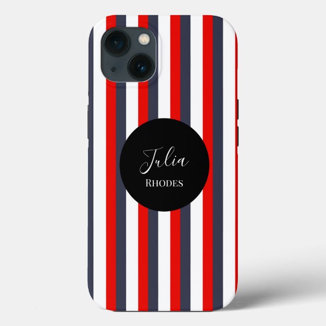 Individuelle Name in Rot, Weiß und Blau Case-Mate iPhone Hülle (Rückseite)