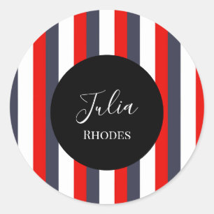 Individuelle Name in Rot, Weiß und Blau Runder Aufkleber