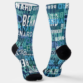 Individuelle Name in Schattierungen von Küstenblau Socken