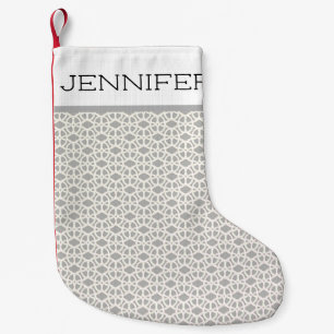 Individuelle Name in Weiß und Grau Kleiner Weihnachtsstrumpf