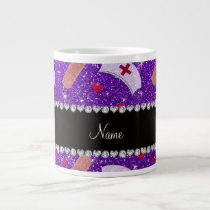 Individuelle Name indigo lila Glitzer Krankenschwe Jumbo-Tasse