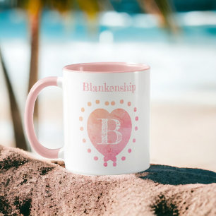 Individuelle Name Initial Polka Dot Pink Heart Tasse