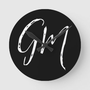 Individuelle Name Initialen personalisiert zwei Bu Runde Wanduhr