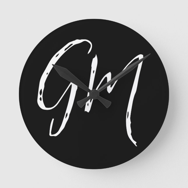 Individuelle Name Initialen personalisiert zwei Bu Runde Wanduhr (Vorderseite)