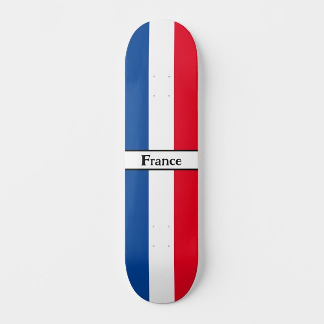 Individuelle Name-Initials Blue, White & Red Skate Skateboard (Vorderseite)