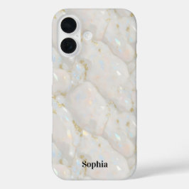 Individuelle Name Iridescent Opal Stone iPhone 16 Hülle