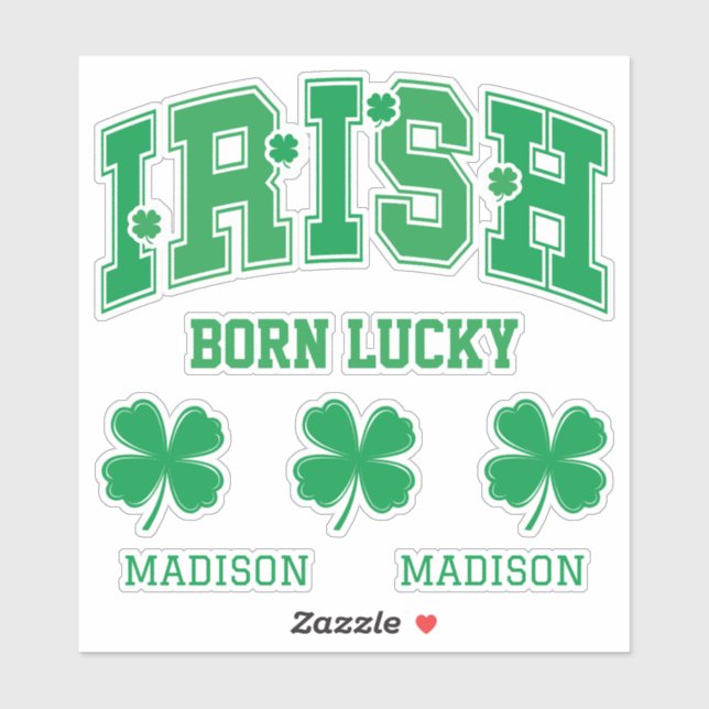 Individuelle Name Irish Geboren Lucky Aufkleber (Blatt)