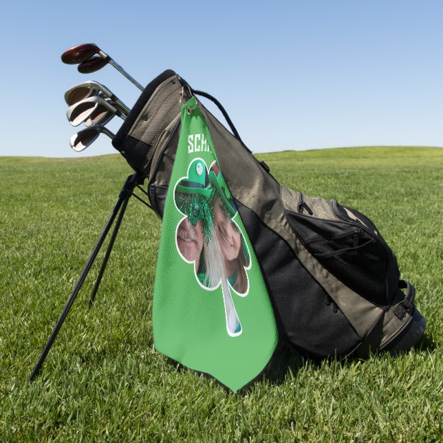 Individuelle Name Irish Klee Foto St Patricks Day Golfhandtuch (Gras)