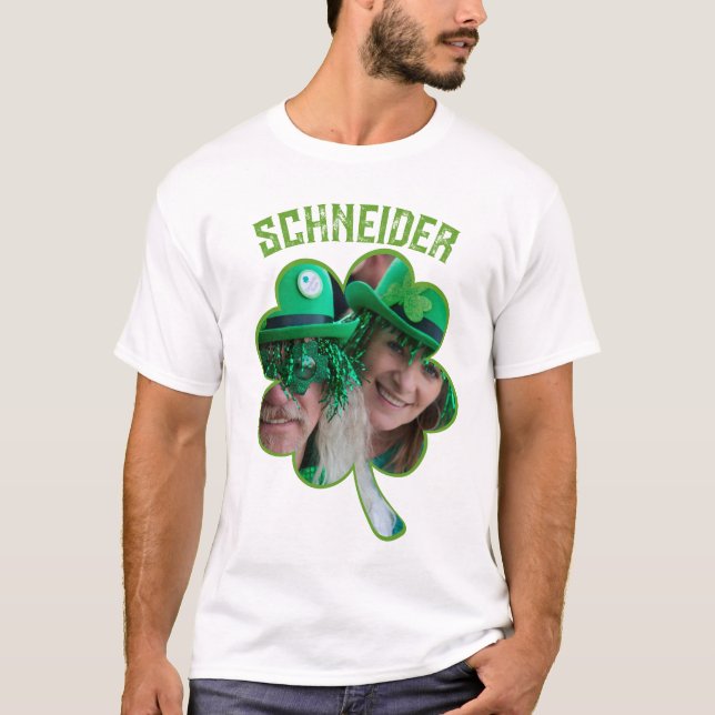 Individuelle Name Irish Klee Foto St Patricks Day T-Shirt (Vorderseite)