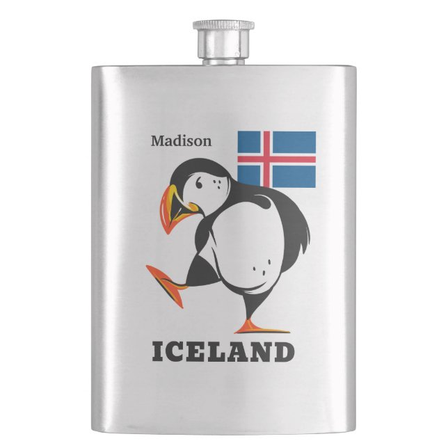 Individuelle Name Island Flachmann (Vorderseite)