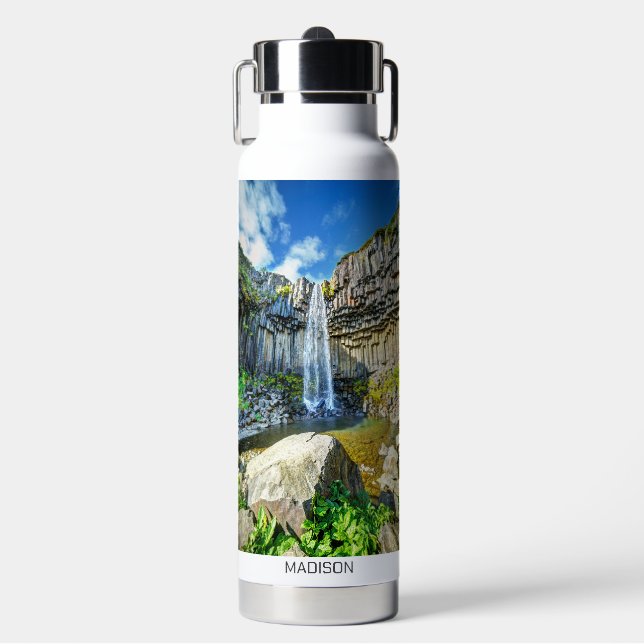 Individuelle Name Isländische Wasserfälle Trinkflasche (Vorderseite)