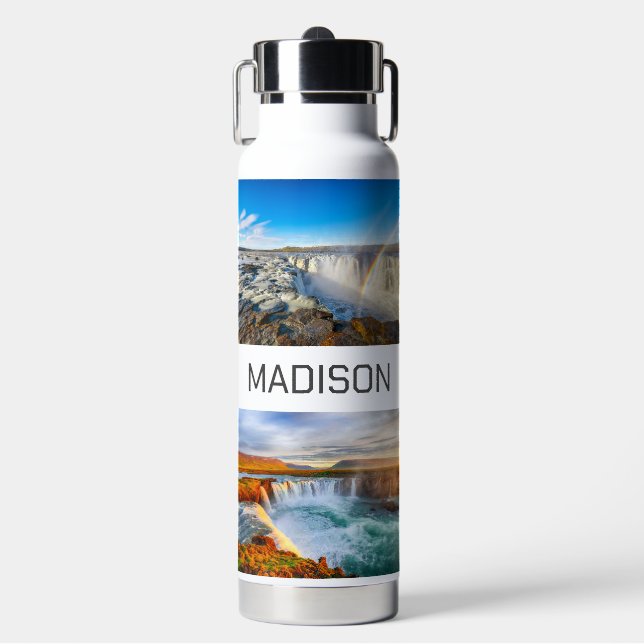 Individuelle Name Isländische Wasserfälle Trinkflasche (Vorderseite)