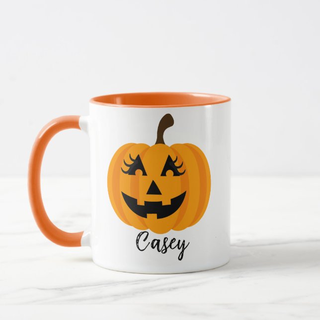 Individuelle Name Jack O' Lantern Girly Tasse (Links)