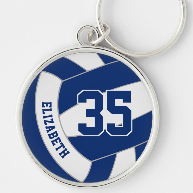 individuelle Name-Jersey-Nummer bei blauweißem Vol Schlüsselanhänger (Vorne)