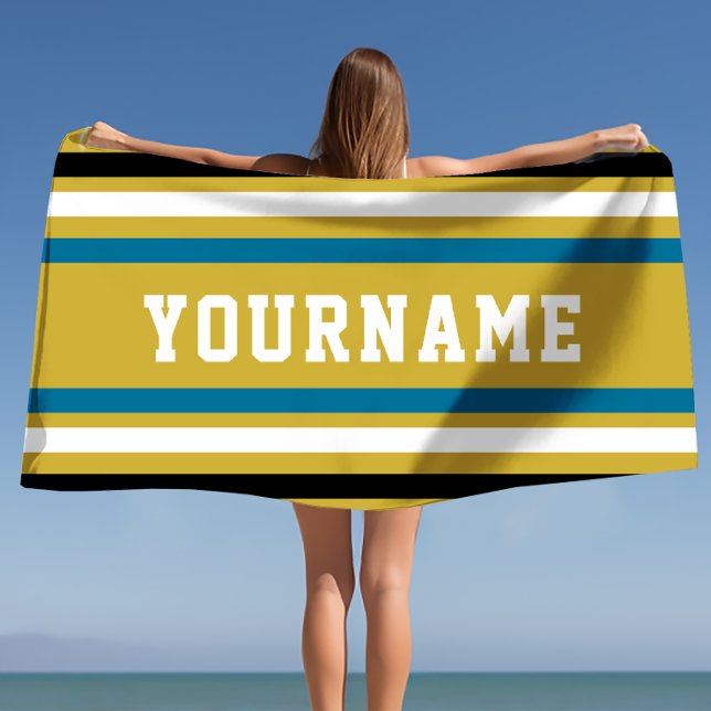 Individuelle Name Jersey Stripes Strandtuch (Custom Name Jersey Stripes Beach Towel)